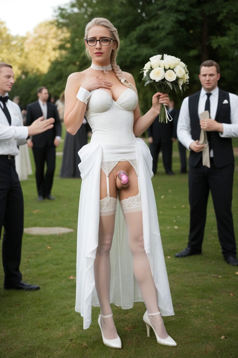 Front View, Model, Wedding Guests Applaud AI Porn