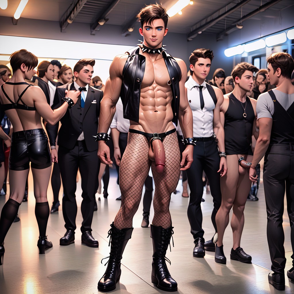 Hyper-realism, Full Body, Black Hair AI Gay Porn