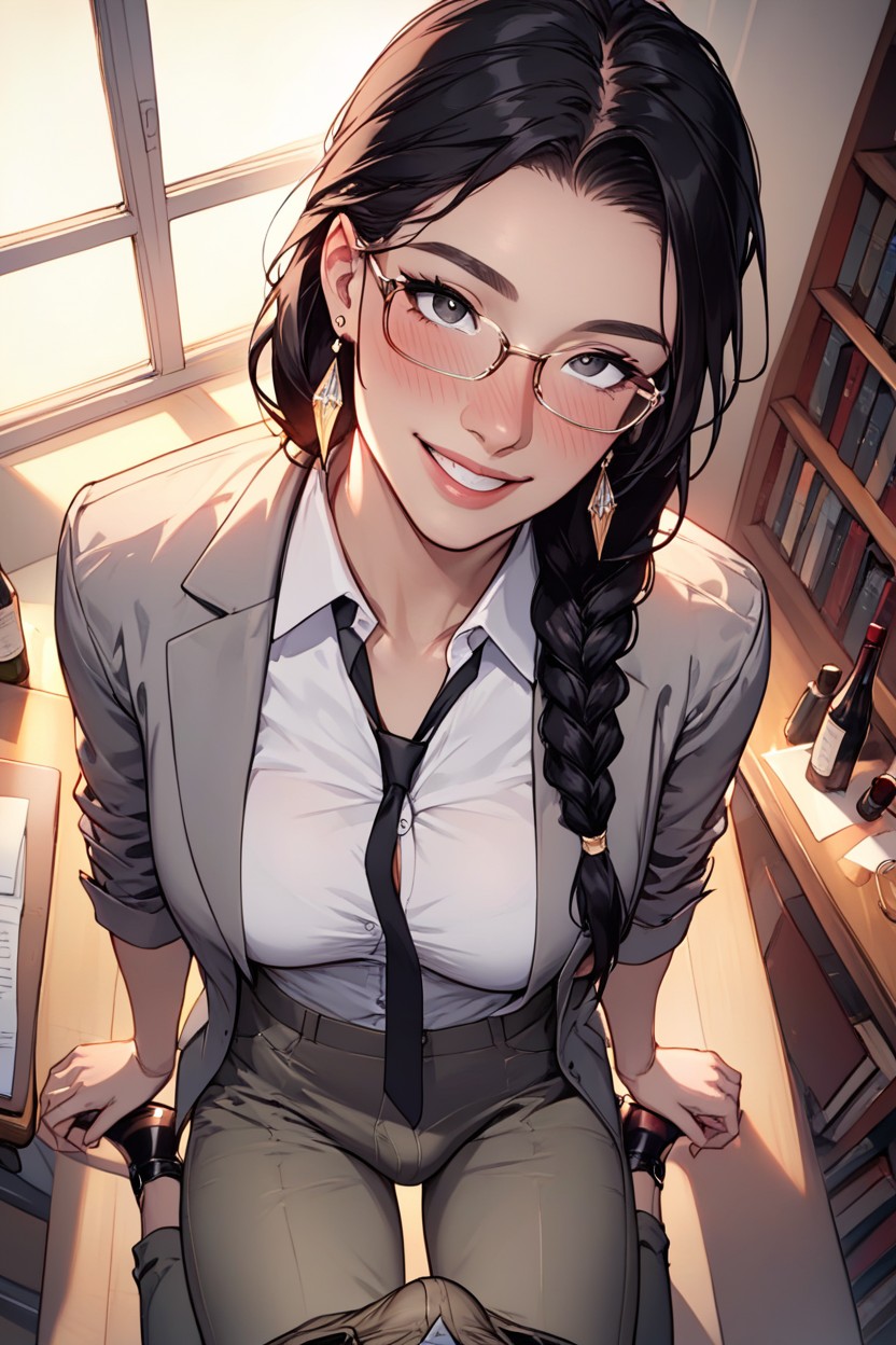 Librarian, Black Pubic Hair, From Above Hentai AI Porn