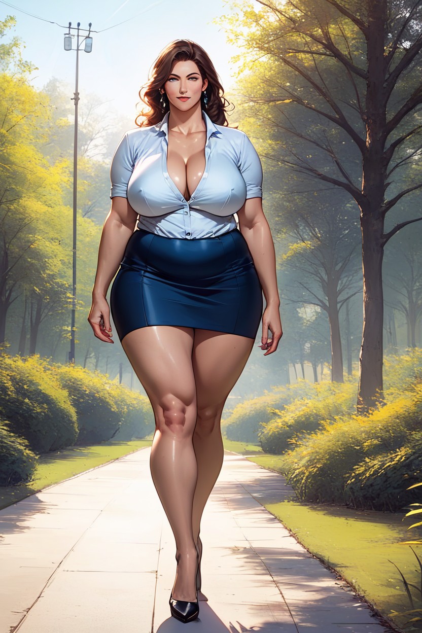 Walking In Park, Bbw, Front View Porno IA
