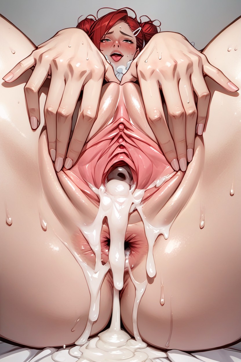 White Choker, Messy Hair, Spread Pussy Hentai AI Porn