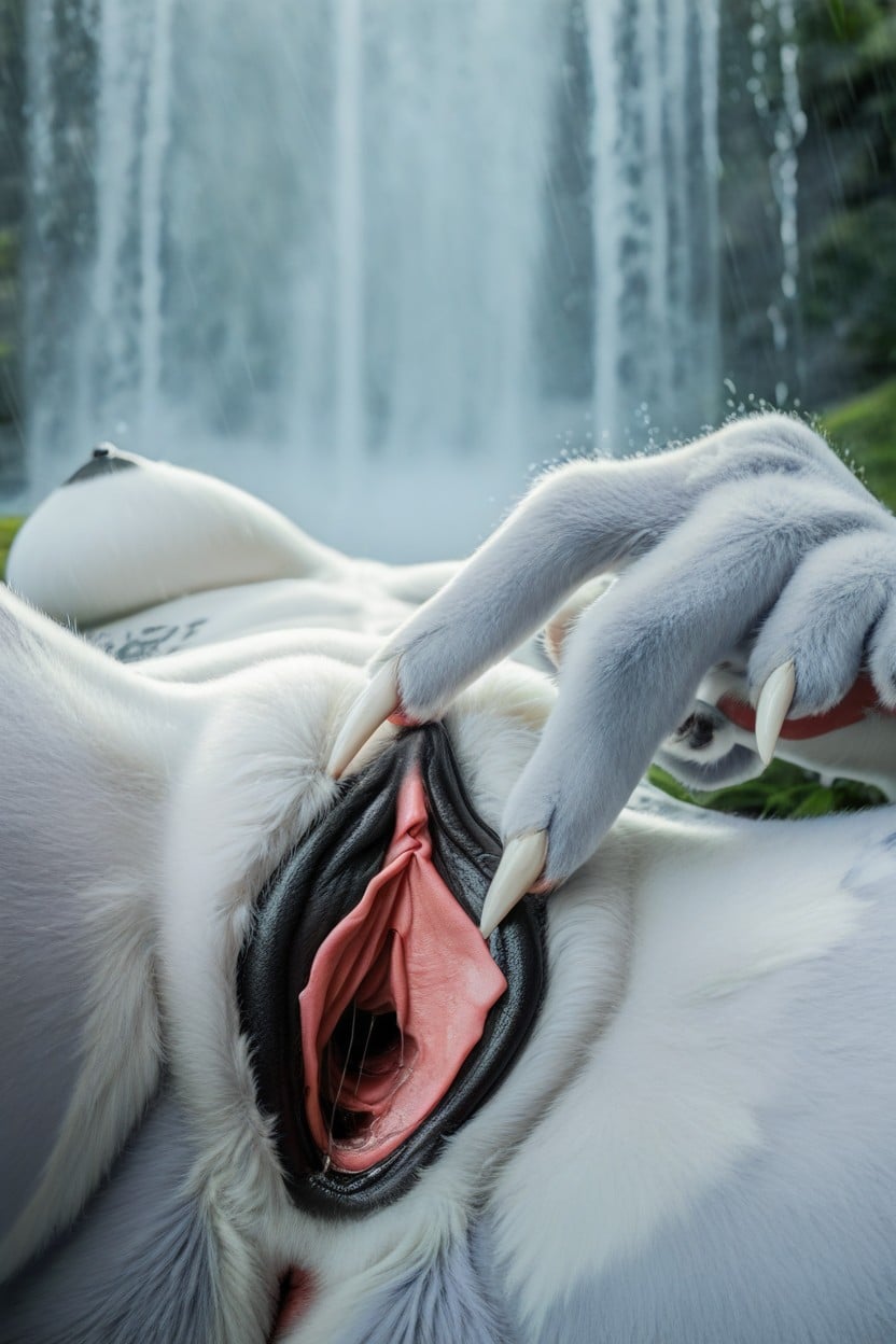 Laying, Fingerless Gloves, Dangerous Look Furry AI Porn