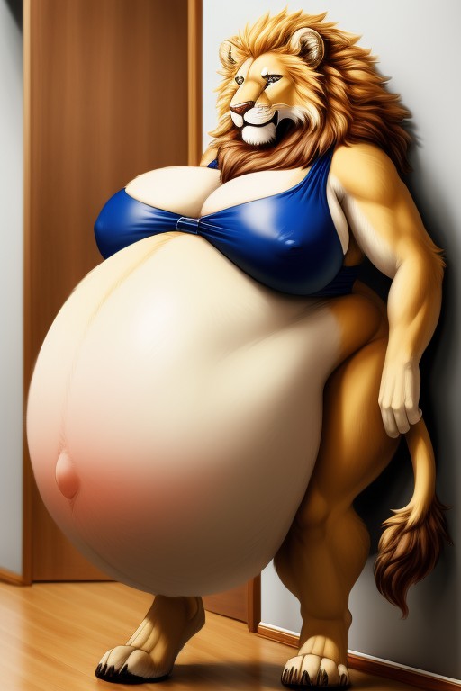 Lion, Hyper Pregnant, Hyper Pregnant Furry AI Porn