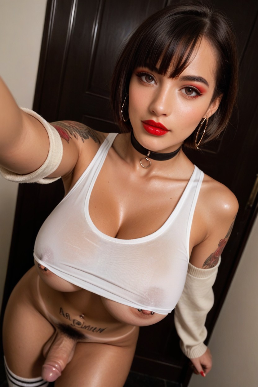 Short Length, Face, Oiled Skin Shemale AI Porn