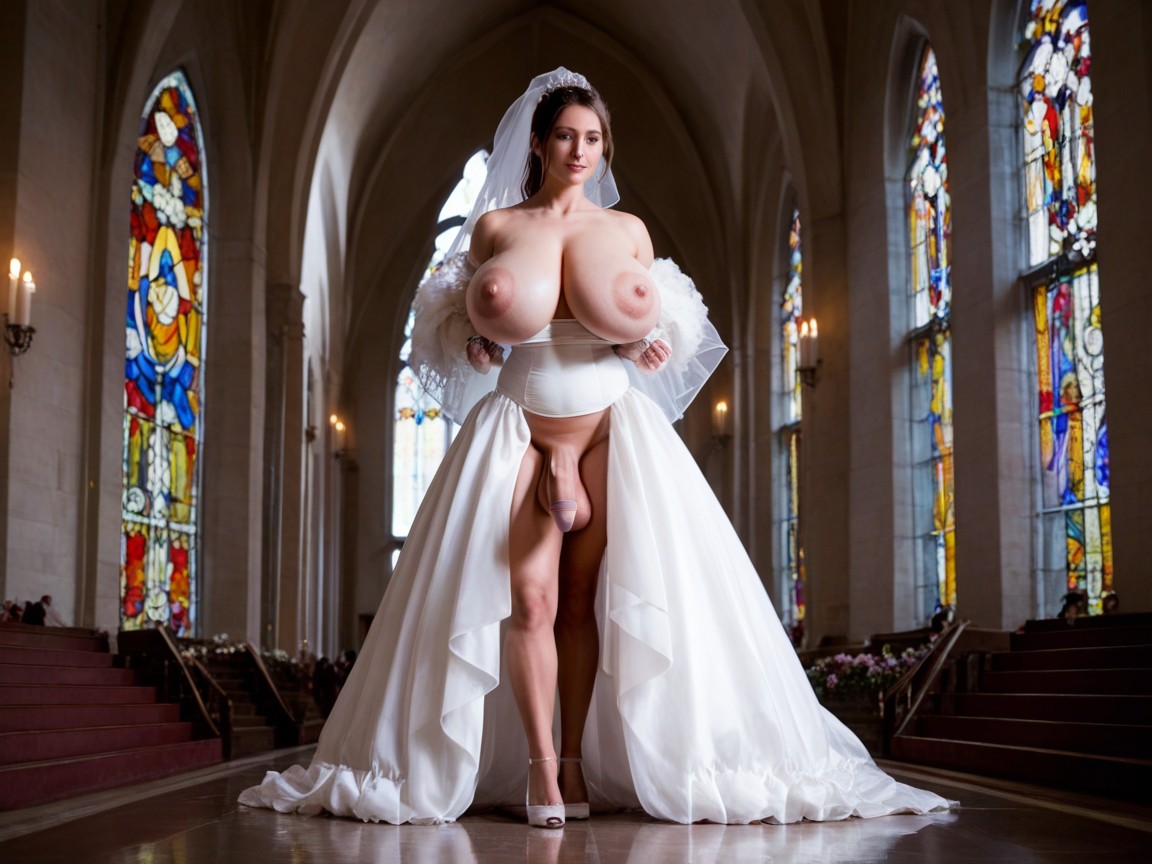 Bright Lighting, Uncircumcised Cock, Large Condom Balloon Shemale AI Porn