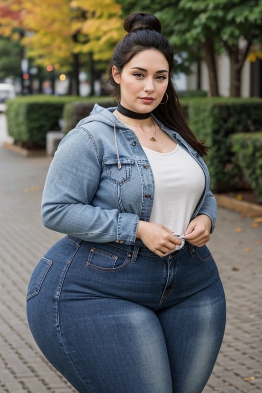 Full Figured, Massive Thighs, ChokerPorno AI