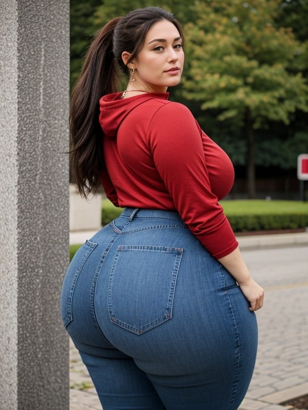 Pear Shaped, Wide Hips, Hyper Ass Pornografia de IA