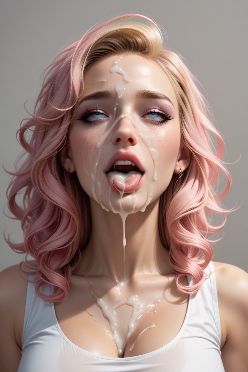 Blonde Hair Fade To Pink Hair, Slut, Ahegao Pornografia de IA