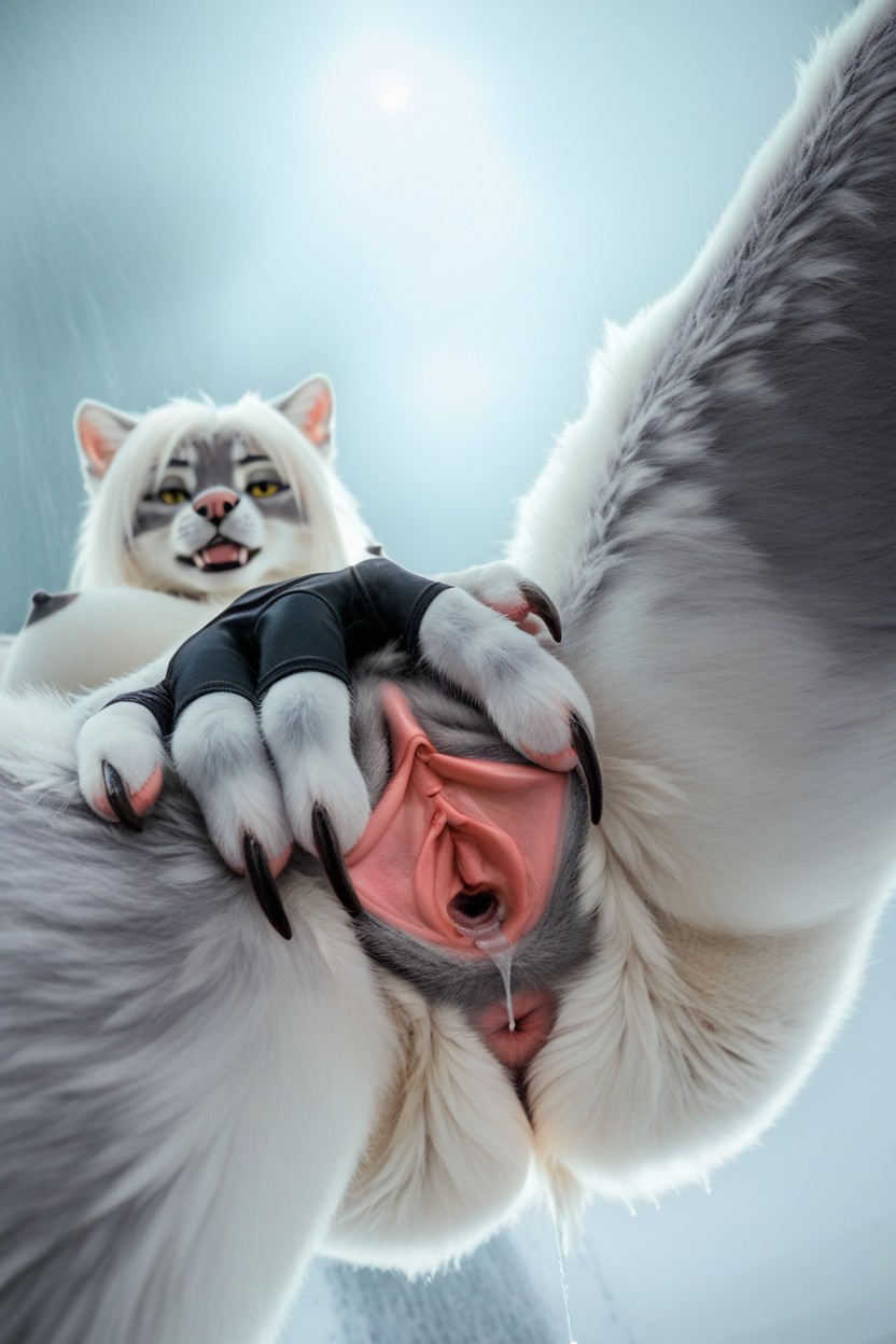 Thin Body, Fingerless Gloves, Ripped Stockings Furry AI Porn