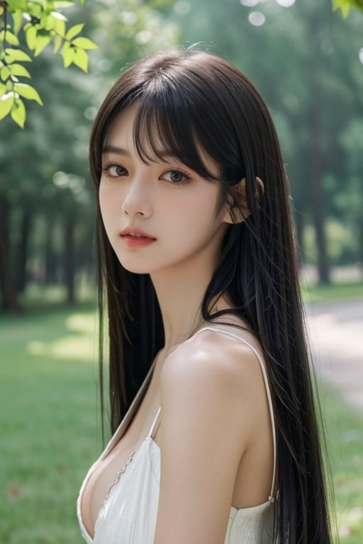 腰部镜头, Long Straight Hair, 公园AI黄片