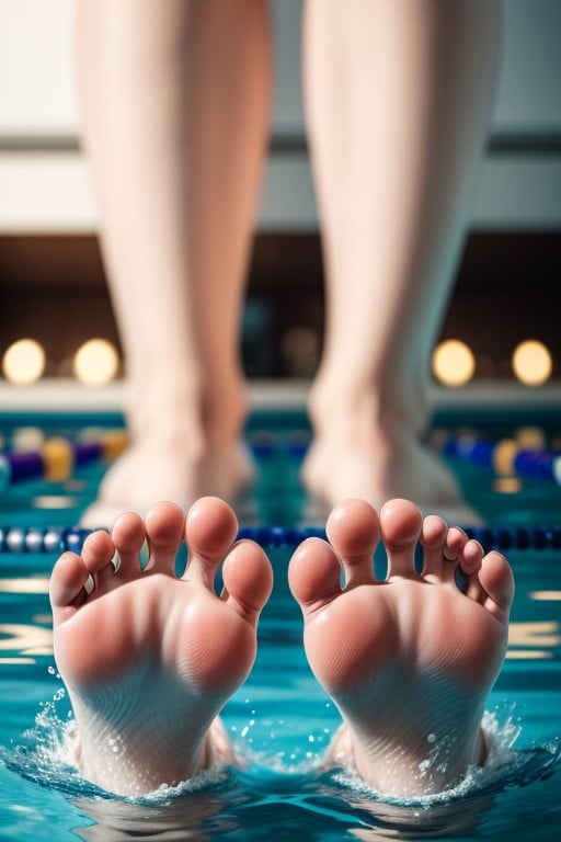 Pairs Of Feet Sticking Out Of The Water From Below, Naked, OverviewAIポルノ