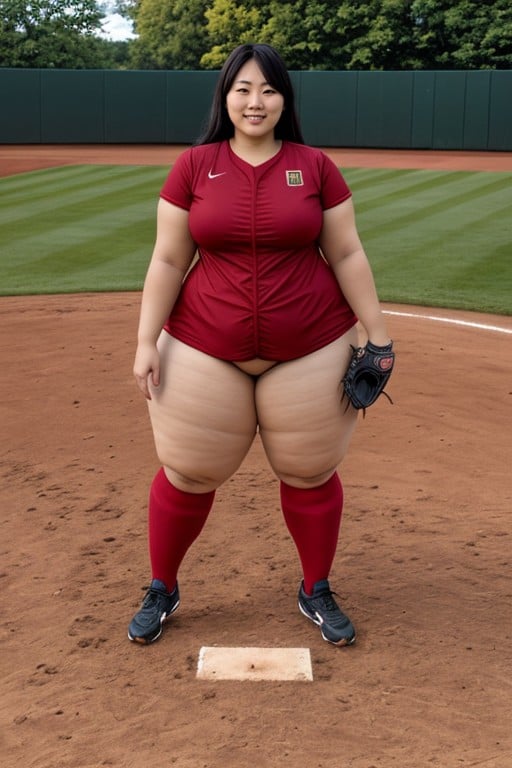 Ssbbw, 20s, Baseball Uniform AI Porn