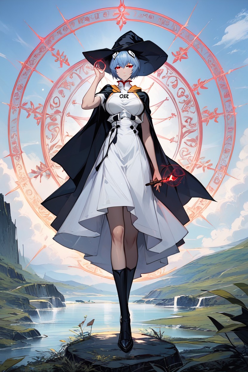 One Hand Raised To Sky, Black Stockings, Mage Cloak Hentai AI Porn