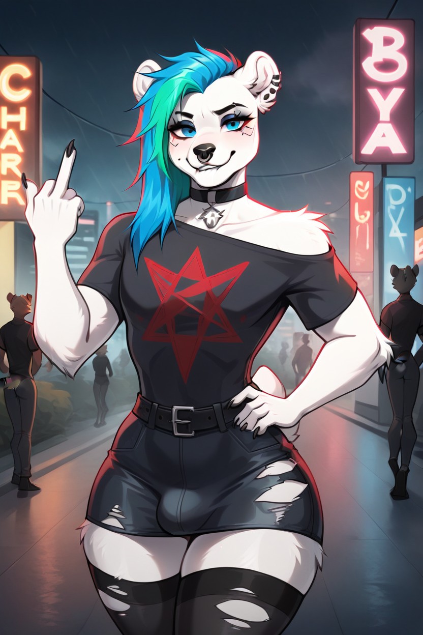 Cyberpunk Hacker, 1 Person, Choker Furry AI Porn