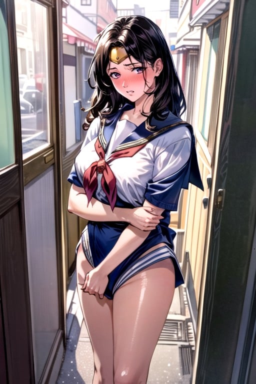 Sailor Uniform, Japanese, Embarrassed  AI Porn