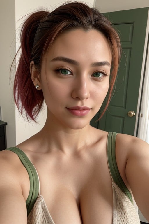 18, Ponytail, Half-caucasian Half-asian Pornografia de IA