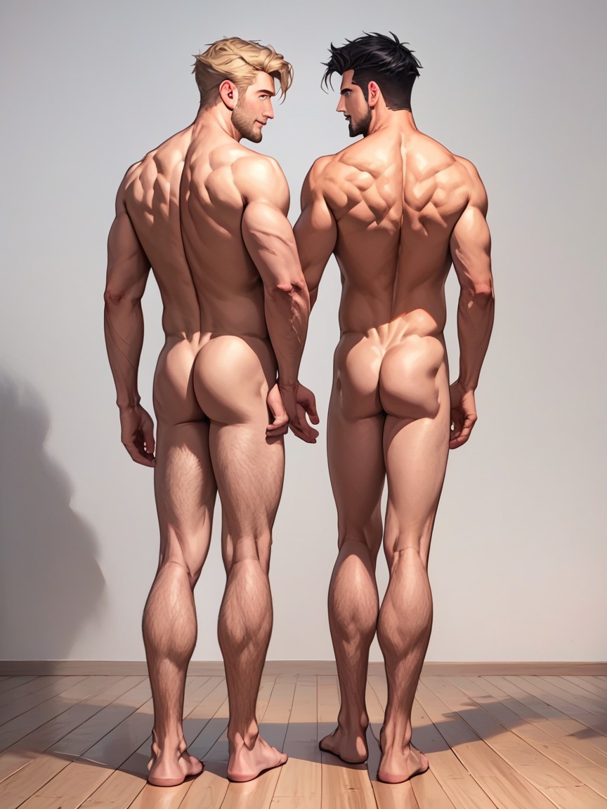 2 People, Large Circumcised Penis, Bare Feet AI Gay Porn