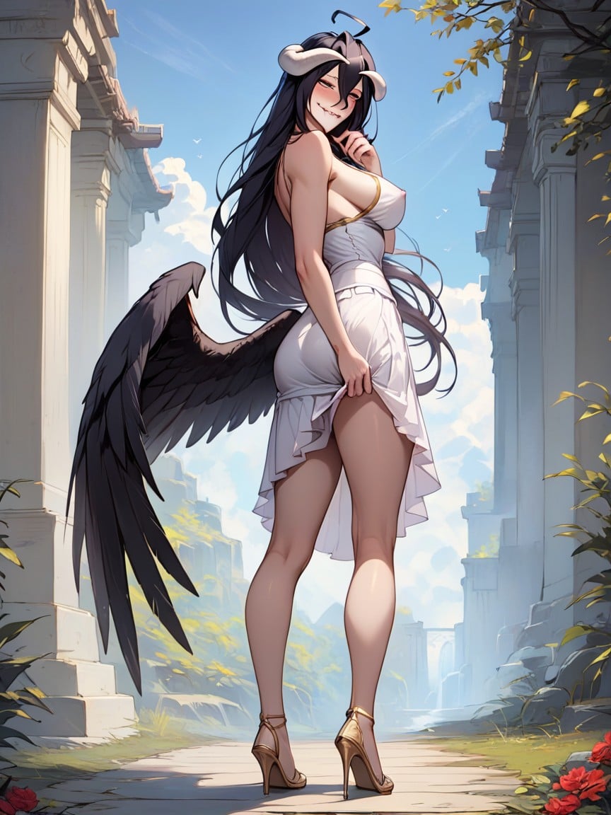 Albedo From Overlord, Horny, Short Loose Skirt AI Porn