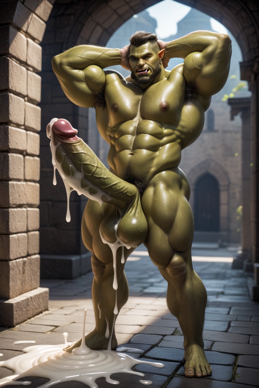 Bubbles Cum, Cumshot, Green Perm AI Gay Porn
