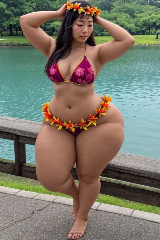 Muscular, Hawaiian Hula Dancer, 20s AI Porn