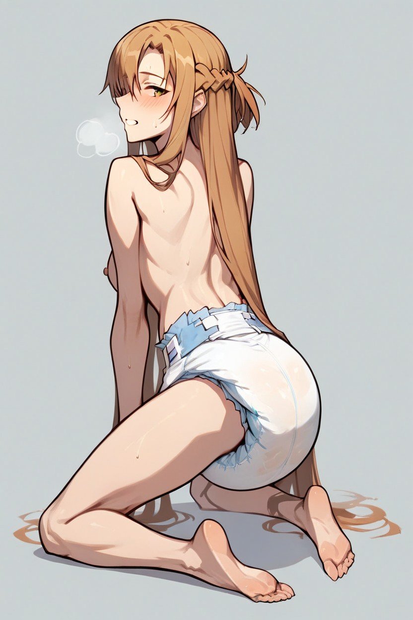 Asuna For Sword Art Online In Thick Diaper Kneeling Blank BackgroundAI黃片