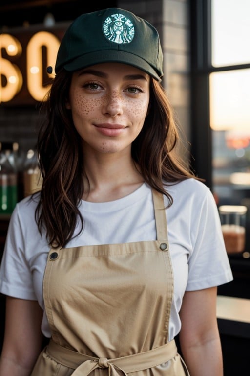 Barista, 1 Pessoa, Foto Do Busto Pornografia de IA