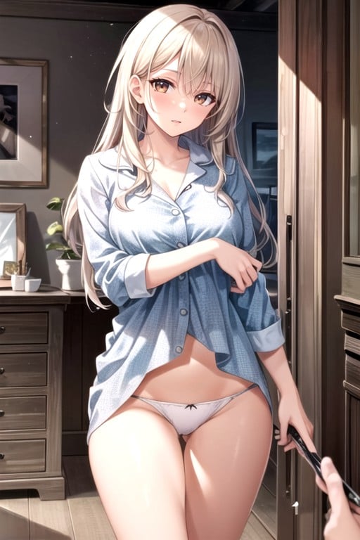 White Hair, Small Ass, Pyjamas AI Porn