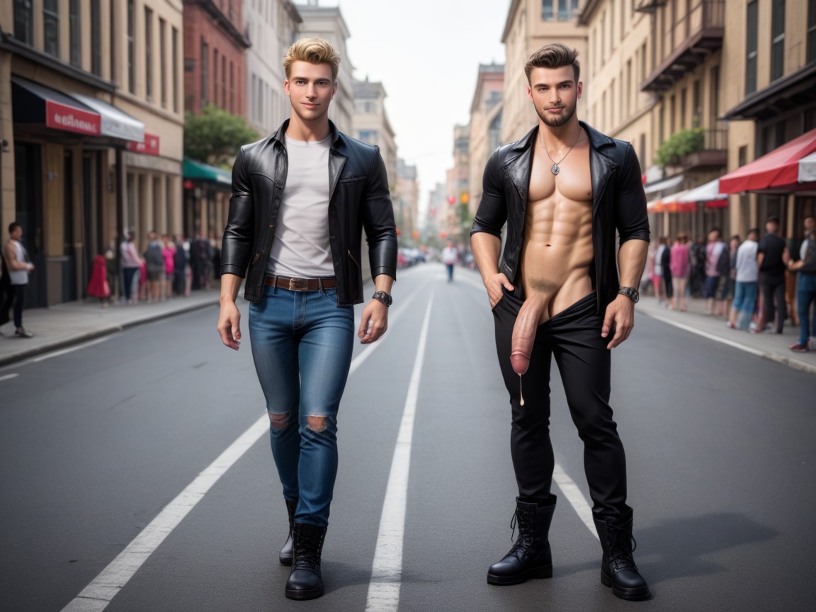Jeans Down, Realistic, Nude AI Gay Porn