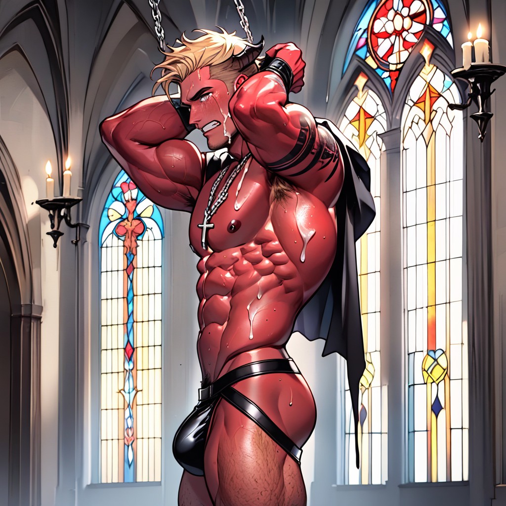 Waist, Very Short Hair, Sweaty AI Gay Porn