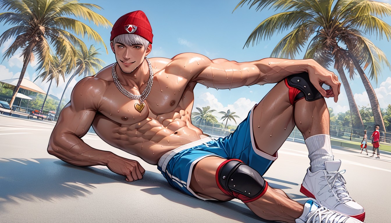 1 Person, Athletic Scene Is Skatepark In La, Brown Eyes AI Gay Porn