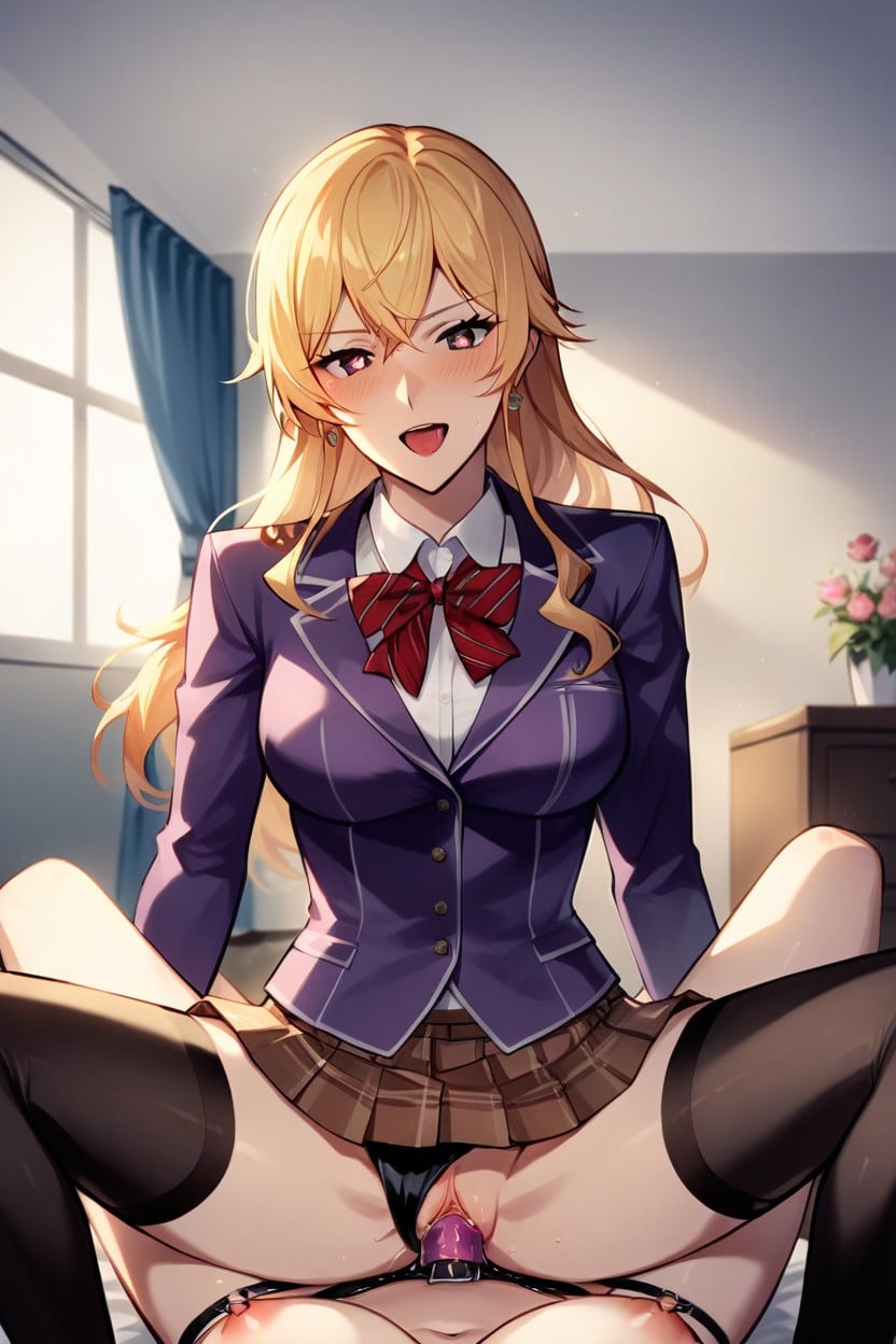 1 Person, Plaid Skirt, Purple Blazer AI Porn