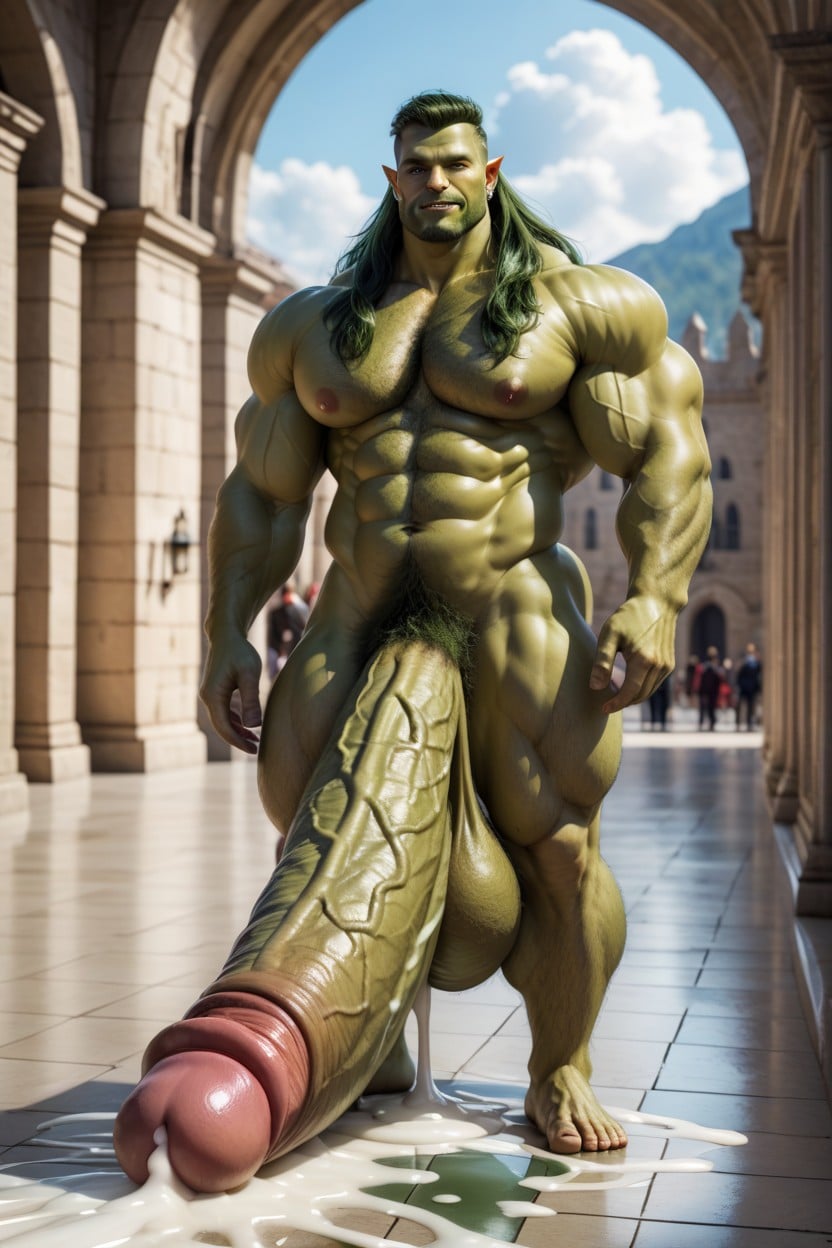 Big Muscle, Gigantic Bulge, Hyper Cock Man AI Gay Porn