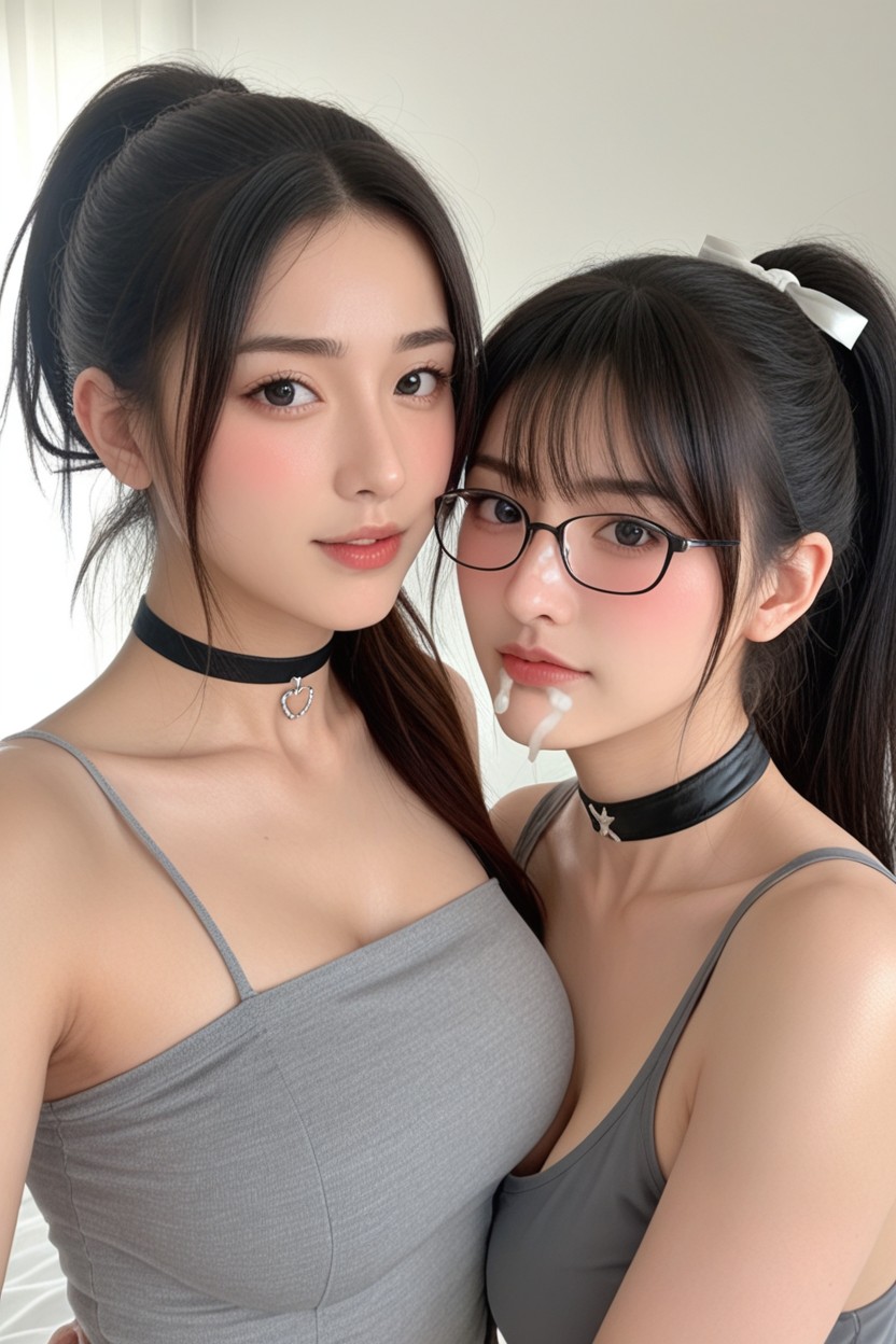 Cum On Her Shoulder X, Ponytail X, Make Up X Asian AI Porn