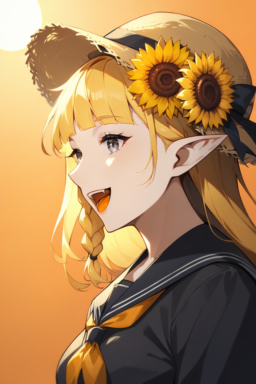Smile, Side Braid, Three Quarter View Hentai AI Porn