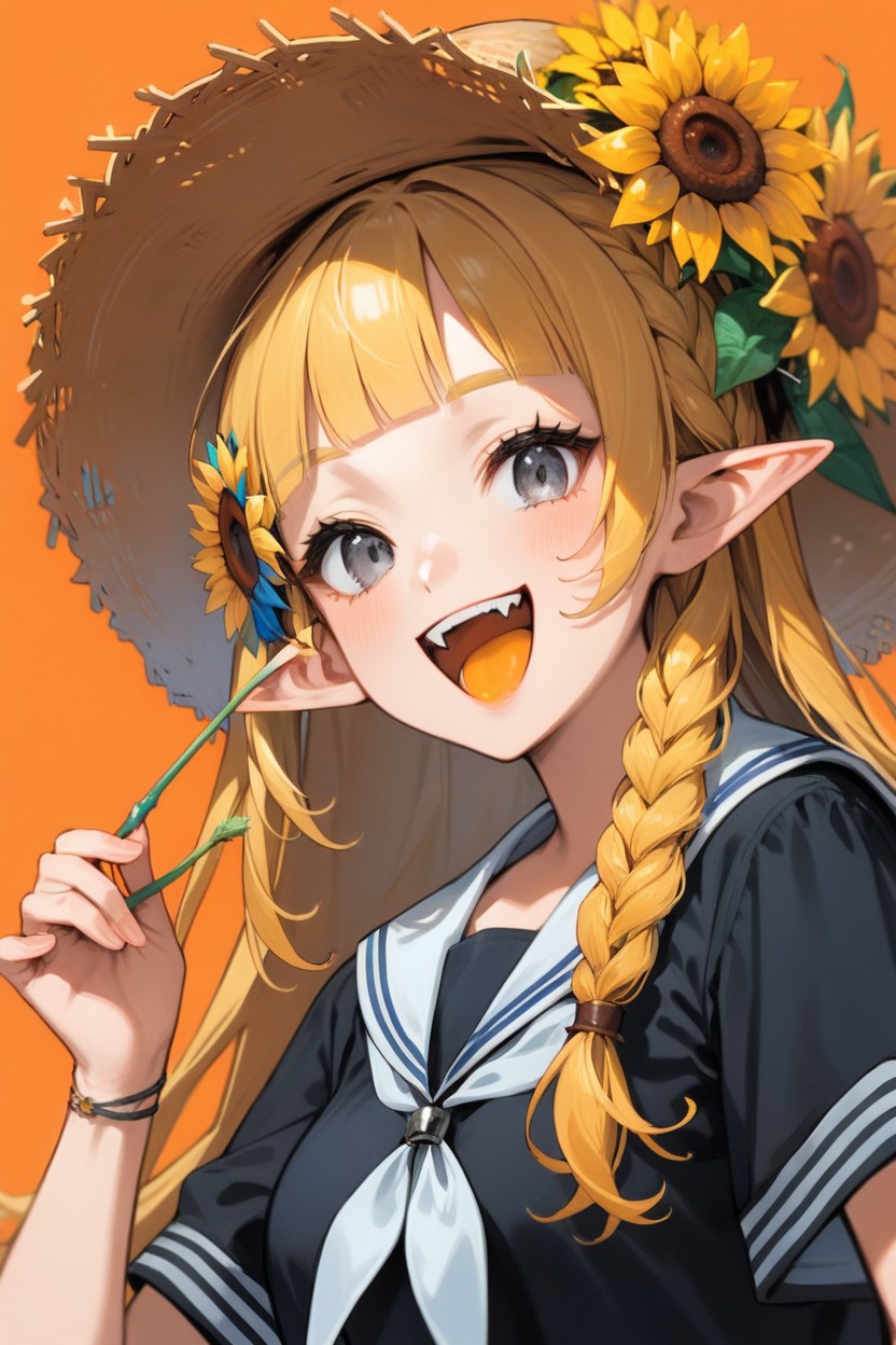 Fangs, Side Locks, Open Mouth Hentai AI Porn