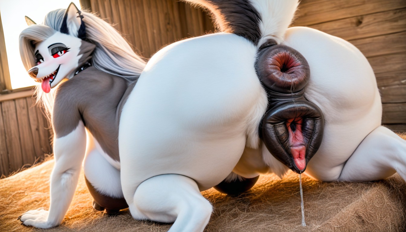 Veiny Anus, Grey Fur Like Loona, Super Shiny Anus Furry AI Porn