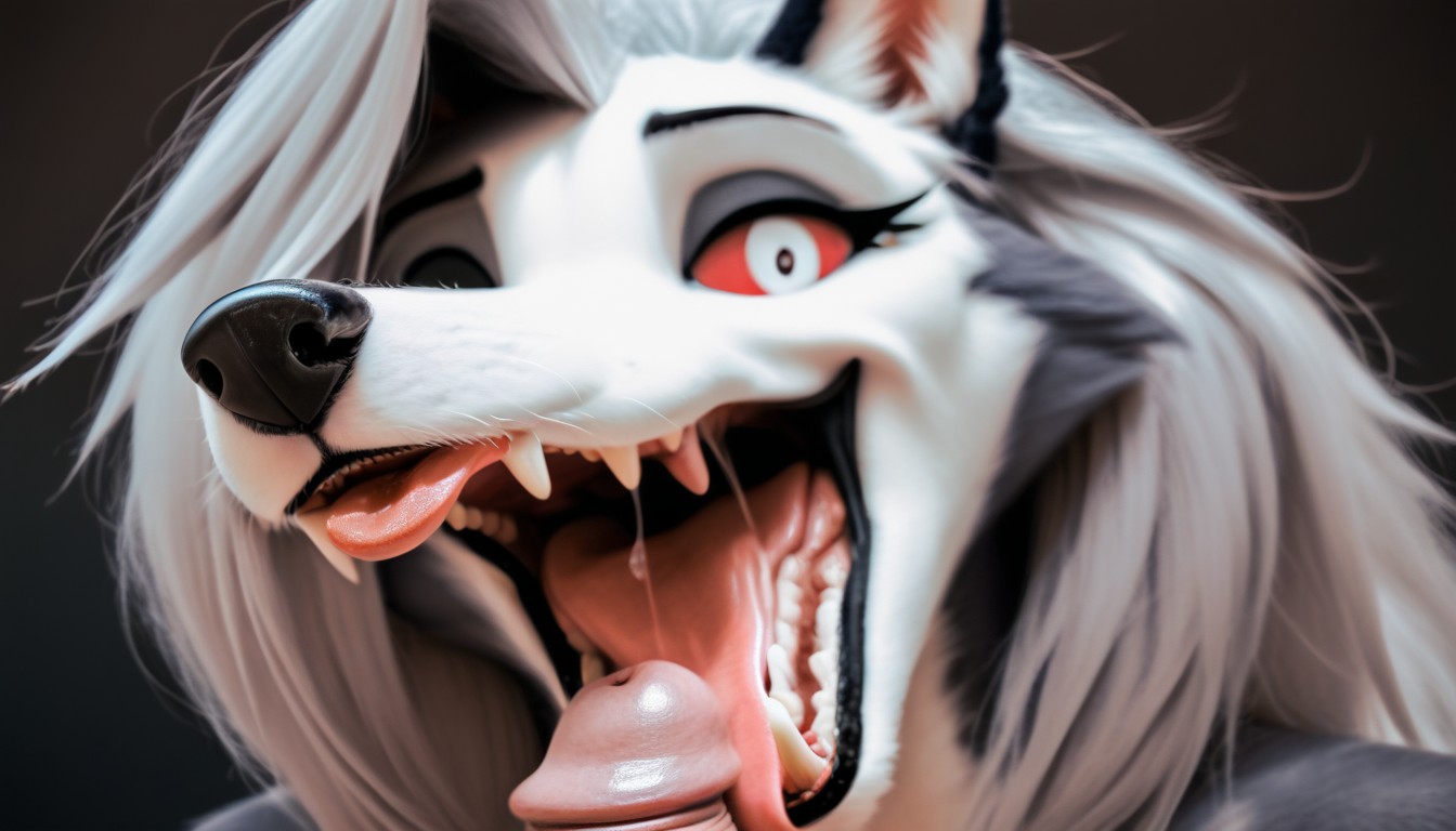 Licking Penis, Side View, Backlit Furry AI Porn