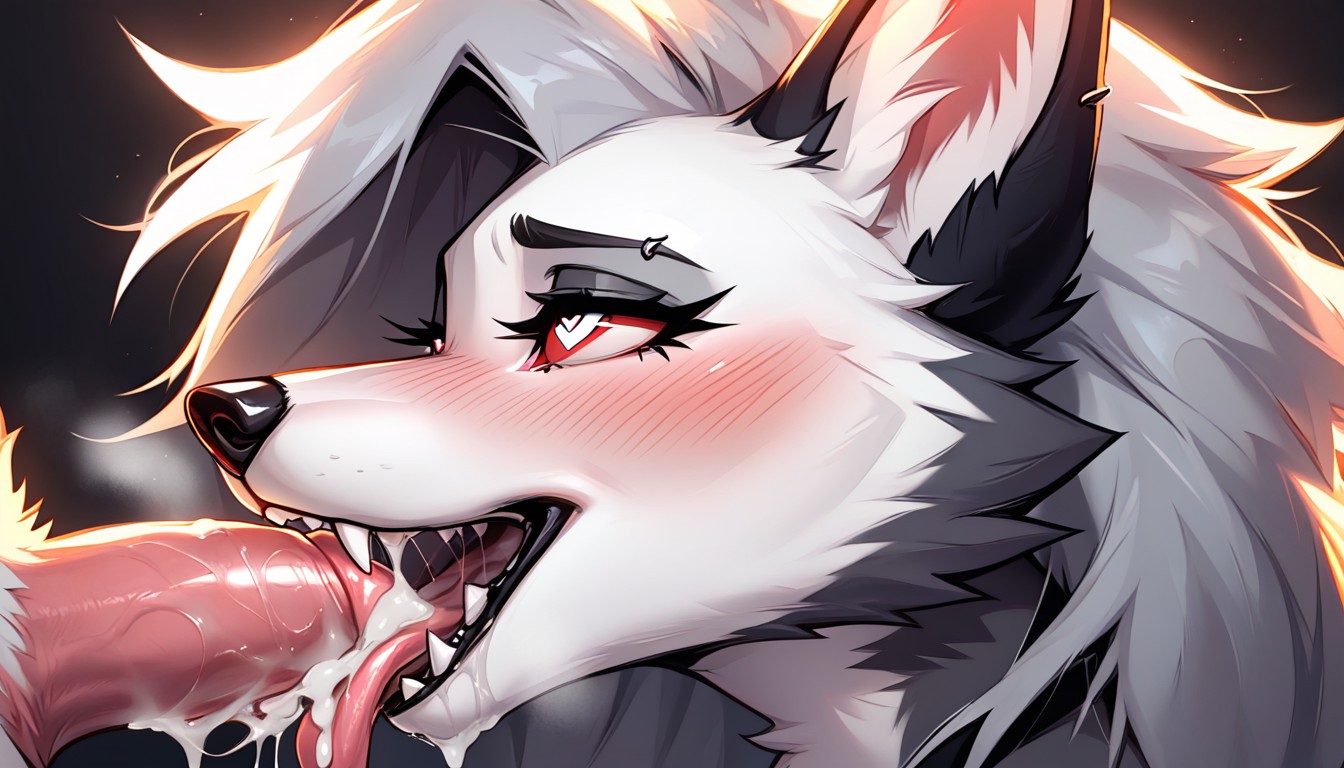 Mouth Agape, Canine Mouth, Backlit Furry AI Porn