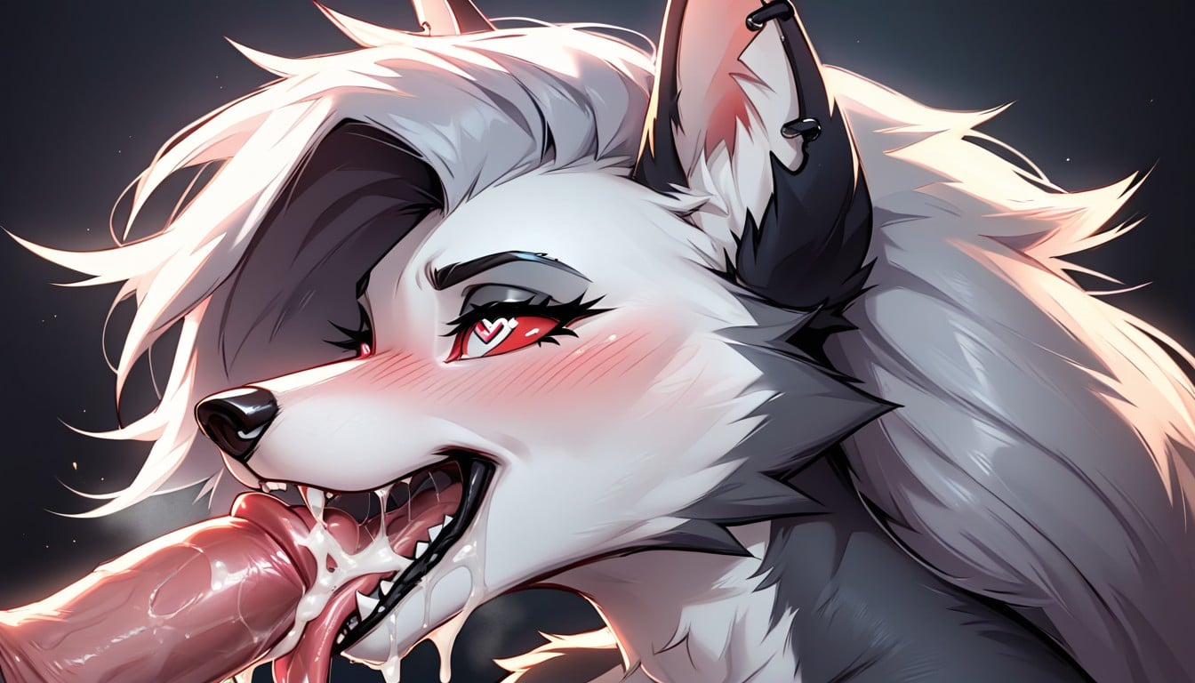 Heart Eyes, Close Up, Mouth Agape Furry AI Porn
