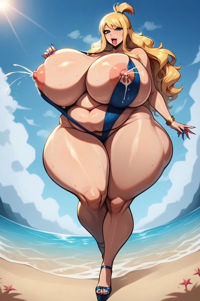 Beach, Pin-up, Extremely Large Ass AI Porn