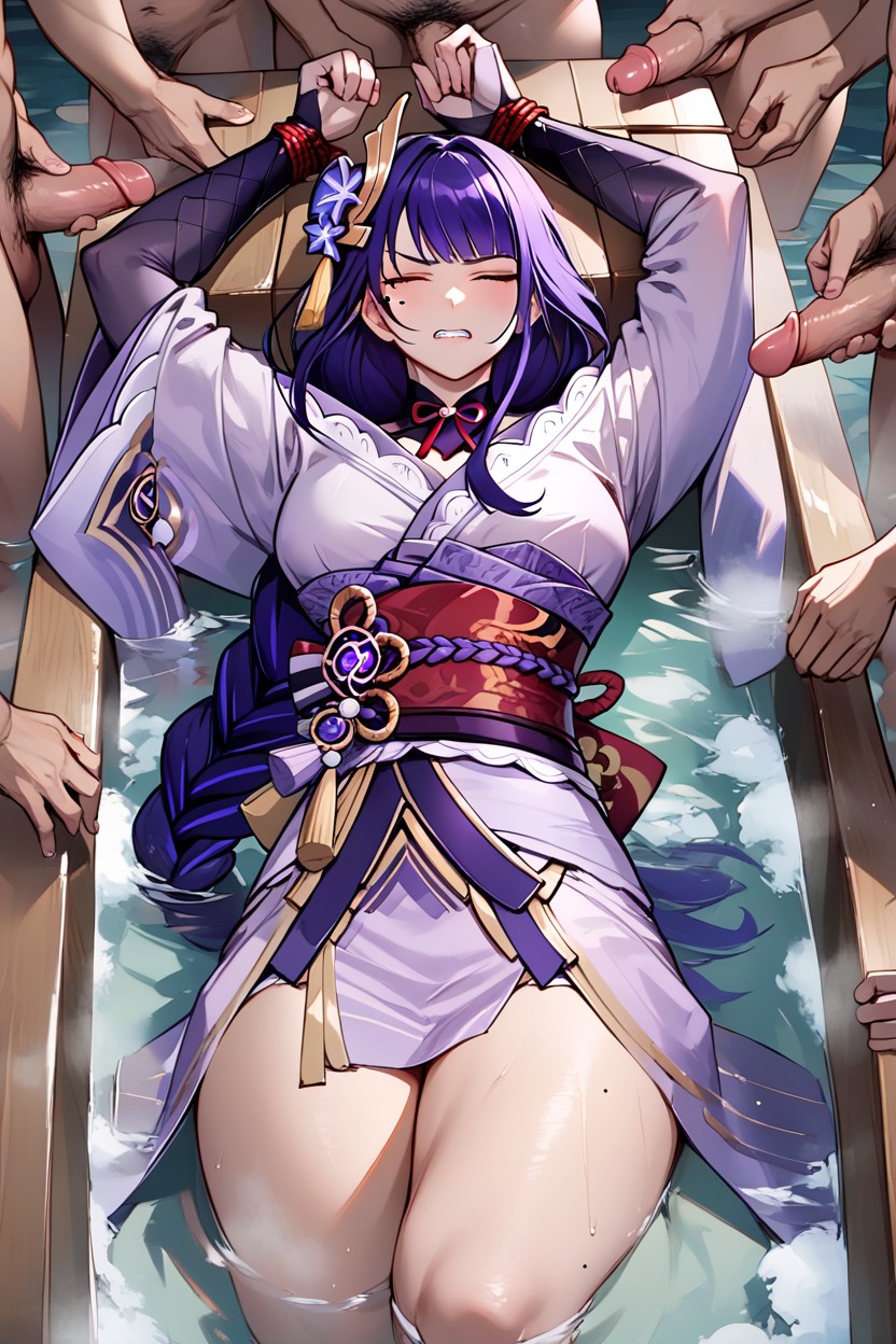 Wide Sleeves, Purple Hair, Sash Hentai AI Porn