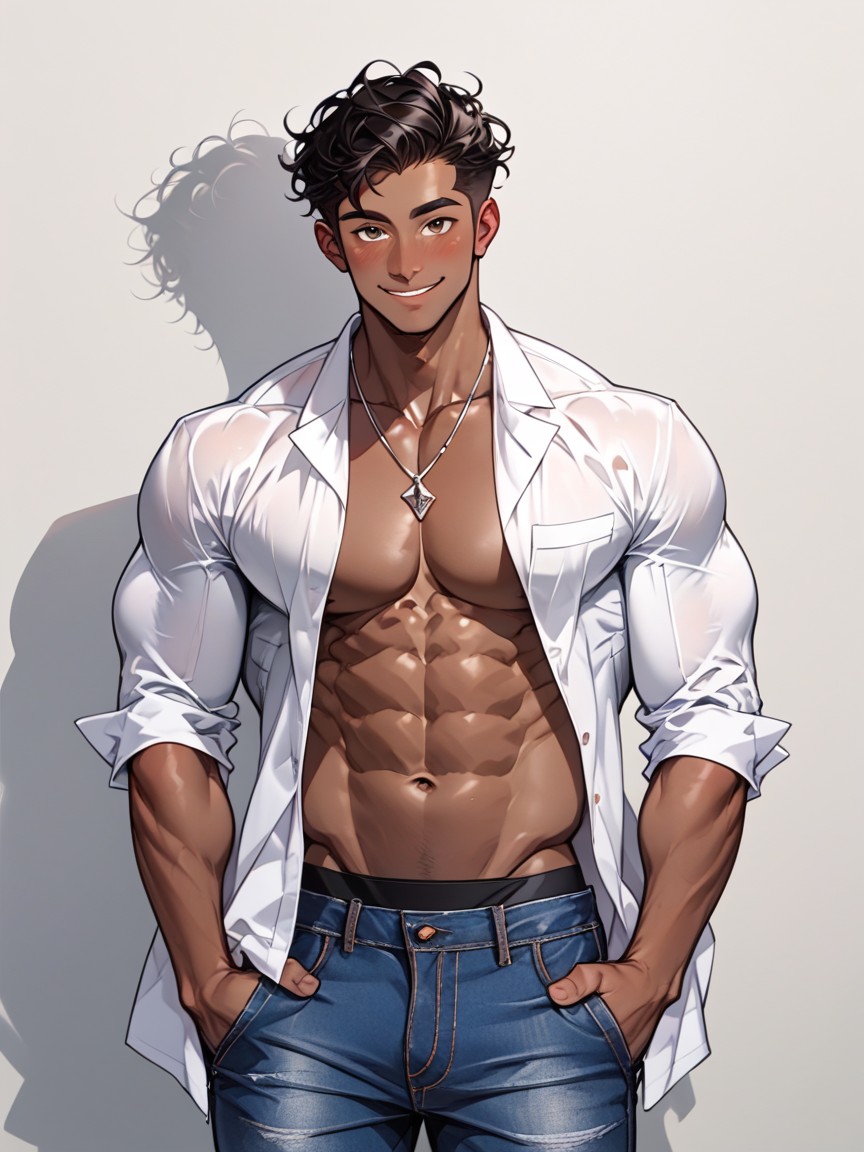 Looking At Viewer, Stylish Hipster Clothing, Short Length AI Gay Porn