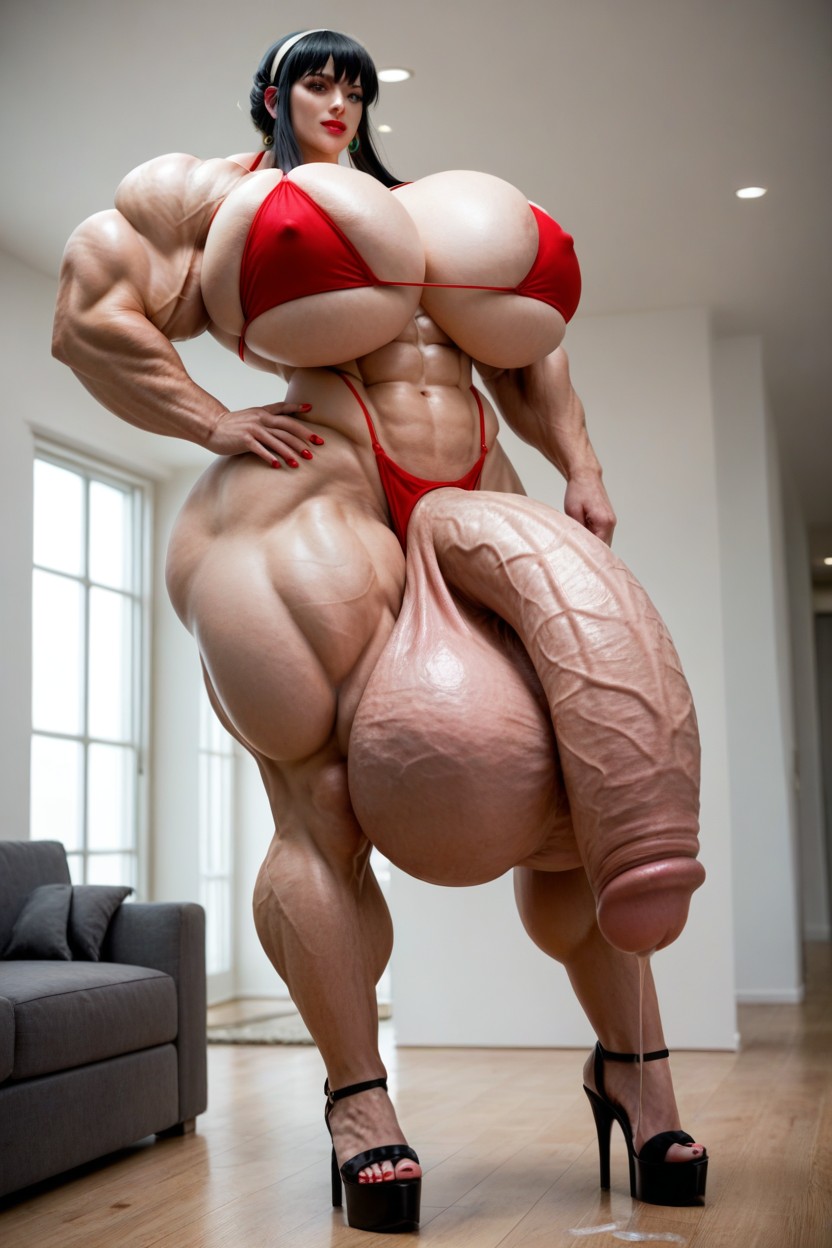 Gigantic Trapezius, Side View, Gigantic Scalene Shemale AI Porn