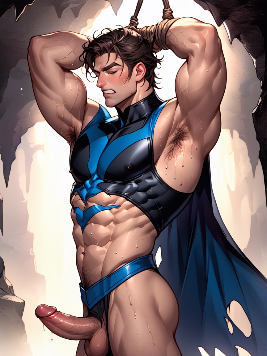 1 Person, Batman Kissing His Neck, Brown Eyes AI Gay Porn