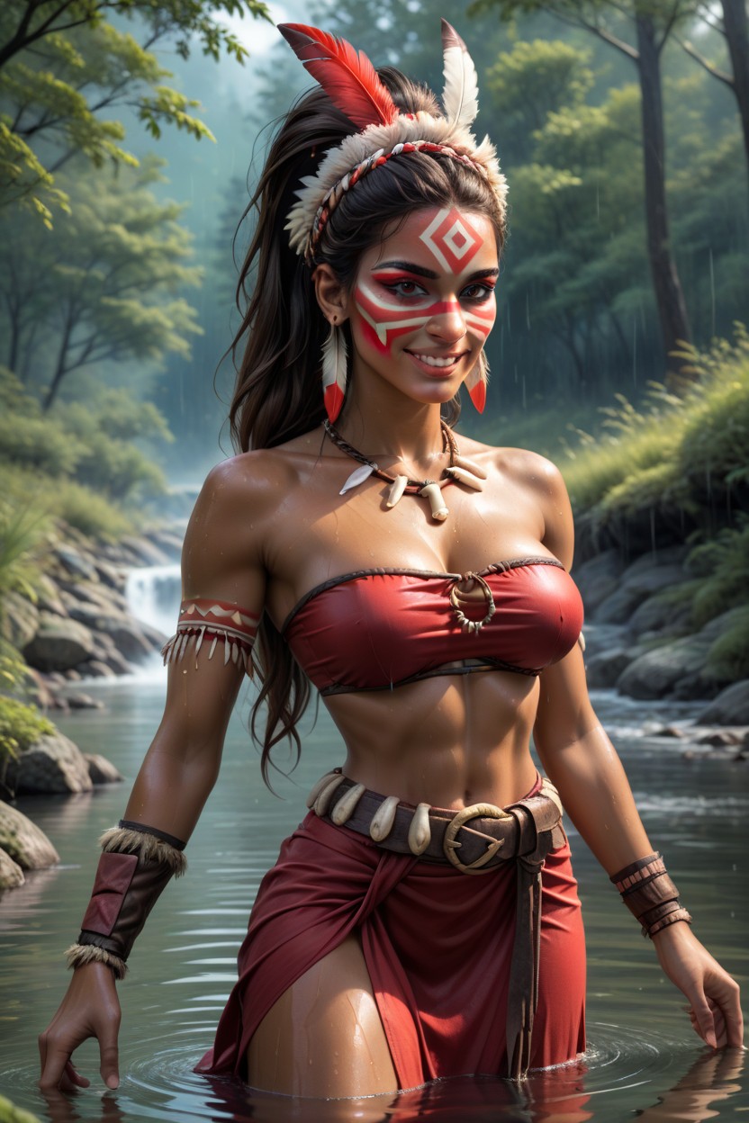 Red Thong, River, Leather Belt AI Porn