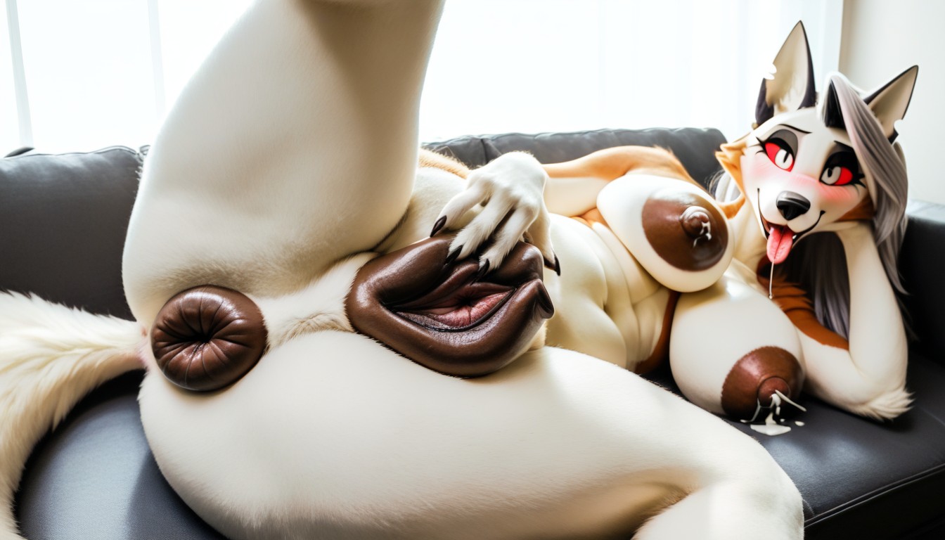 Large Areola, On Leather Sofa, Saliva Furry KI Porno