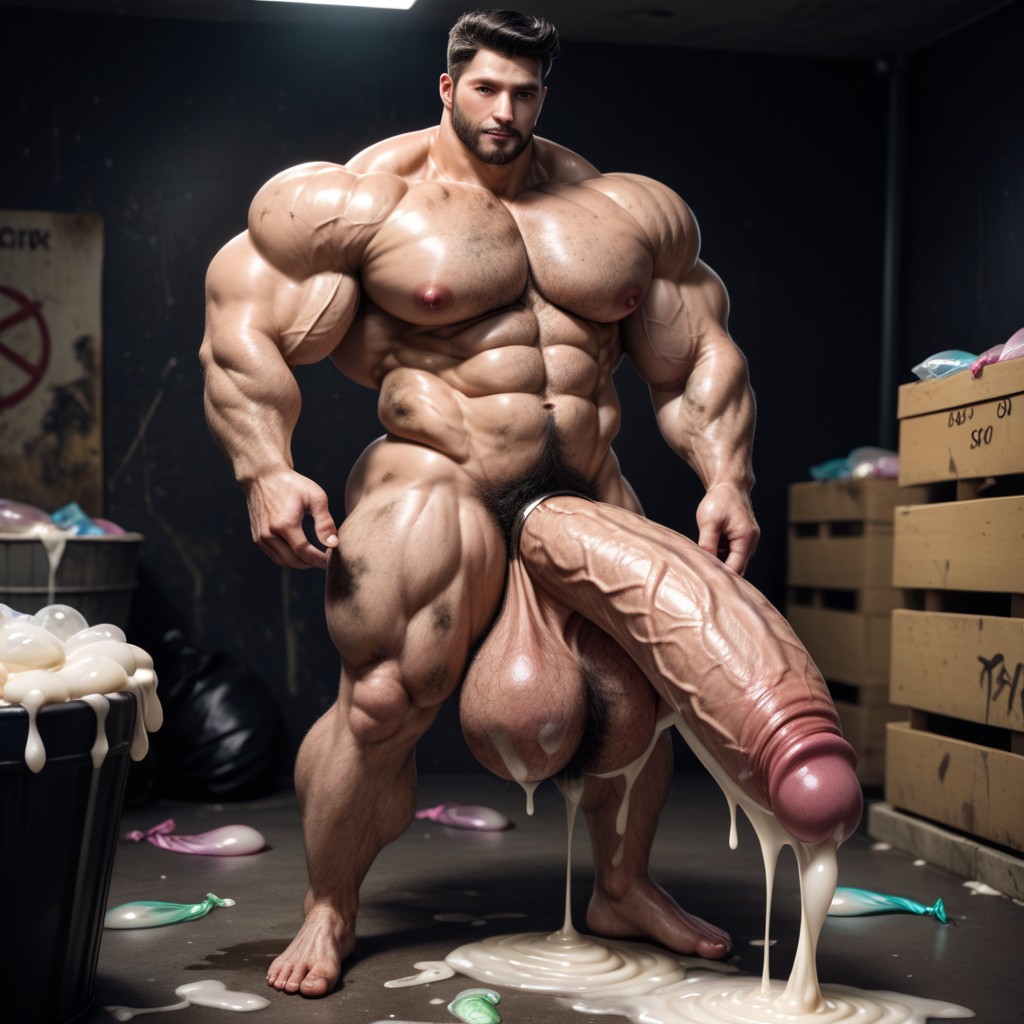 Muscular, Gigantic Balls, Pubic Hair AI Gay Porn