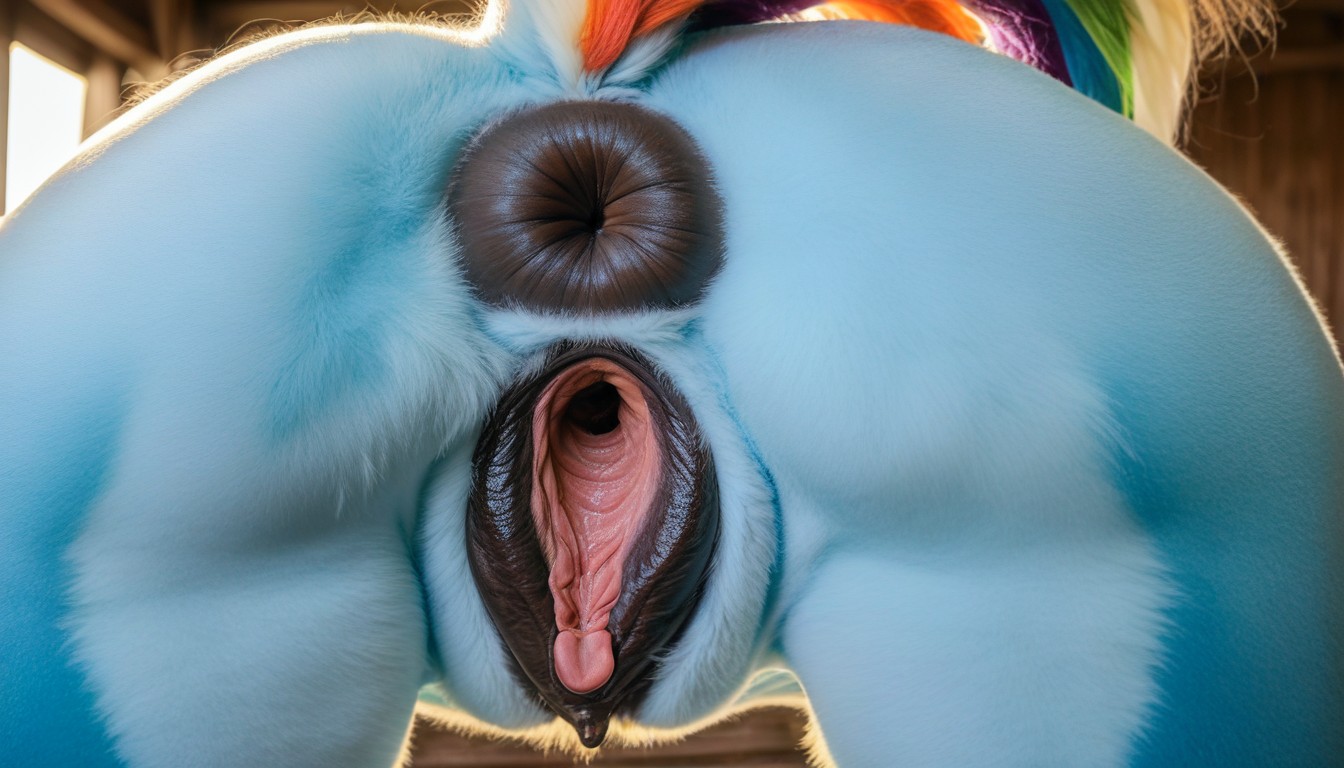 Long Pussy, Photorealistic, Blue Fur Furry AI Porn