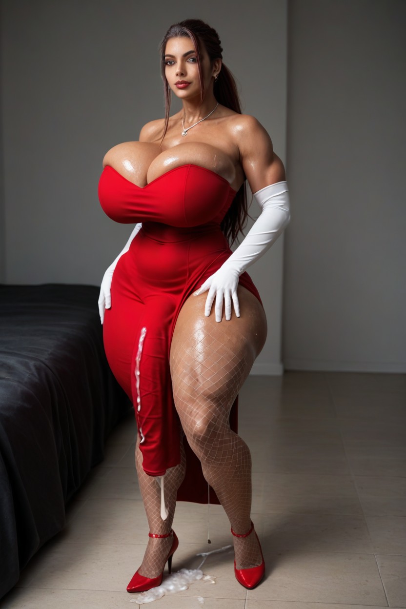 Extremely Large Ass, Dark Brown Skin, Breast Expansion Shemale AI Porn