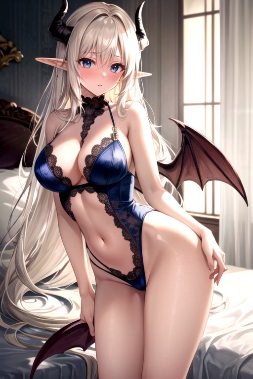 Looking At Viewer, With Gold Accents Fit Elegant, Tailsuccubus-like AI Porn